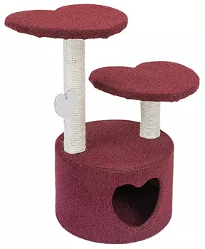 Домик когтеточка для кошек Tappi Меган сизаль бордовый 39 х 39 х 73,5 cм (1 шт)