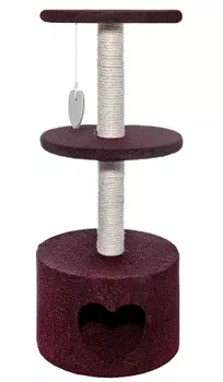Домик когтеточка для кошек Tappi Риз сизаль бордовый 39 х 39 х 87 cм (1 шт)