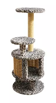 Домик Круглый с плетеными стенками Пушок обычный мех серый леопард (1 шт)