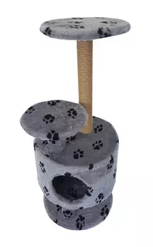 Домик Круглый со ступенькой на ножках Пушок мех светло-серый с лапками (1 шт)