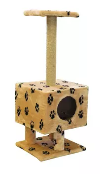 Домик Квадратный на ножках Пушок мех бежевый с лапками (1 шт)