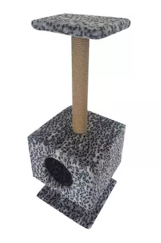 Домик Квадратный на ножках Пушок мех серый леопард (1 шт)