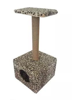 Домик Квадратный Пушок мех бежевый леопард (1 шт)