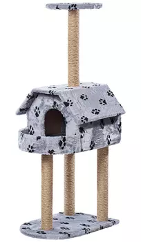 Домик с балконом Пушок мех серый с лапками (1 шт)
