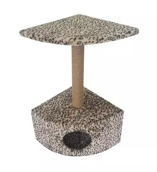 Домик Угловой Пушок мех бежевый леопард (1 шт)