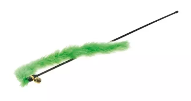 Дразнилка для кошек «Боа» зеленая с хвостом и колокольчиком V.i.pet (1 шт)