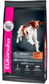 Eukanuba Adult Medium Breed для взрослых собак средних пород с птицей (3 + 3 кг)