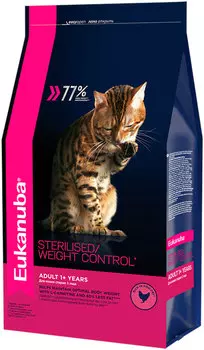 Eukanuba Cat Adult Sterilised/weight Control диетический для взрослых кошек, кастрированных и стерилизованных кошек с птицей (10 кг)