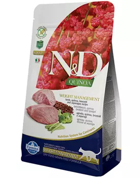 Farmina Cat N&amp;d Grain Free Quinoa Weight Management Lamb беззерновой диетический для взрослых кошек с ягненком и киноа (1,5 + 1,5 кг)