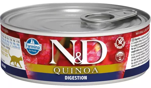 Farmina Cat N&amp;d Quinoa Digestion беззерновые для взрослых кошек с чувствительным пищеварением с ягненком и киноа (80 гр х 12 шт)