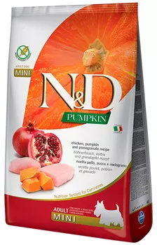 Farmina Dog N&amp;d Grain Free Pumpkin Adult Mini Chicken &amp; Pomegranate беззерновой для взрослых собак маленьких пород с курицей, гранатом и тыквой (0,8 кг)