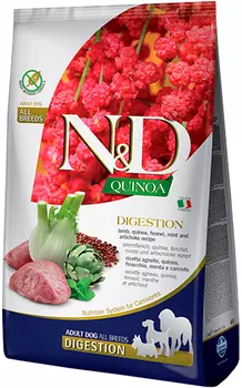 Farmina Dog N&amp;d Grain Free Quinoa Digestion Lamb беззерновой для взрослых собак всех пород с чувствительным пищеварением с ягненком и киноа (2,5 кг)
