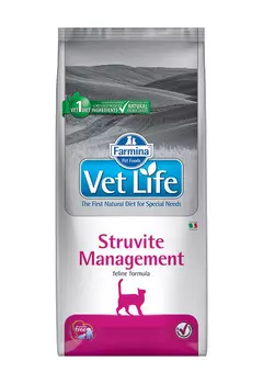Farmina Vet Life Feline Struvite Management для взрослых кошек при мочекаменной болезни струвиты и цистите (10 кг)