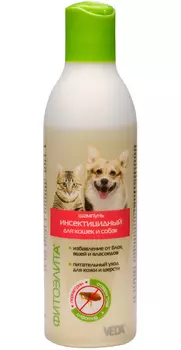 фитоэлита шампунь инсектицидный для собак и кошек против блох, вшей и власоедов Veda (220 мл)