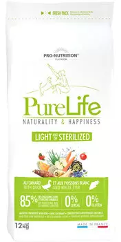 Flatazor Pure Life Light And/or Sterilised диетический для взрослых собак всех пород, кастрированных и стерилизованных собак с уткой и белой рыбой (2 + 2 кг)