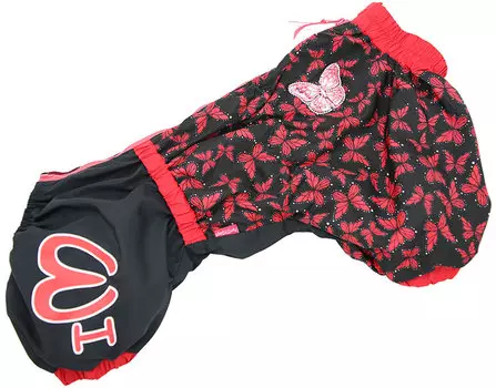 For My Dogs дождевик для вельш-корги Бабочки черно/красный для девочек 375ss-2019 Fw (k43)