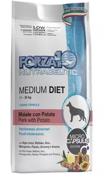 Forza10 Dog Medium Diet Low Grain низкозерновой для взрослых собак средних пород при аллергии со свининой и картофелем (1,5 кг)