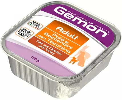 Gemon Dog Adult для взрослых собак всех пород паштет с кусочками индейки (150 гр)
