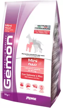 Gemon Dog Adult Mini для взрослых собак маленьких пород с лососем и рисом (1 кг)