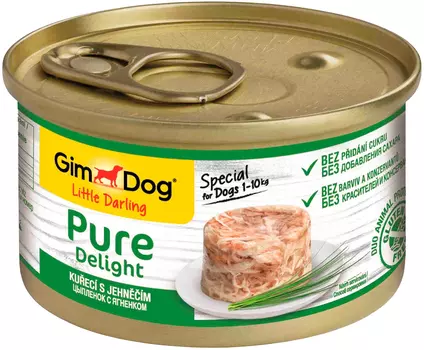 Gimdog Pure Delight для взрослых собак с курицей и ягненком в желе (85 гр х 12 шт)