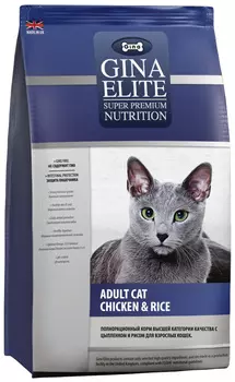 Gina Elite Adult Cat Chicken &amp; Rice для взрослых кошек с курицей и рисом (1 кг)