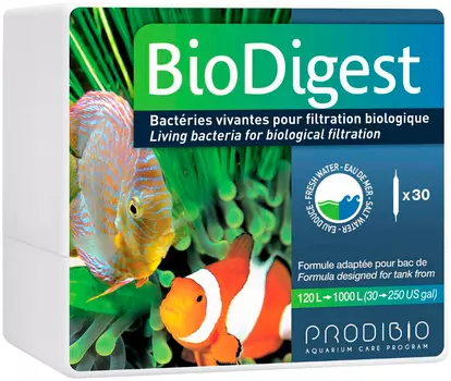 Гиперконцентрированный бактериальный препарат Prodibio Bio Digest для пресных и морских аквариумов 10 мл х 30 ампул (1 уп)