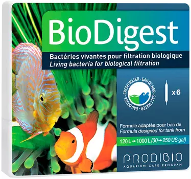 Гиперконцентрированный бактериальный препарат Prodibio Bio Digest для пресных и морских аквариумов 10 мл х 6 ампул (1 уп)