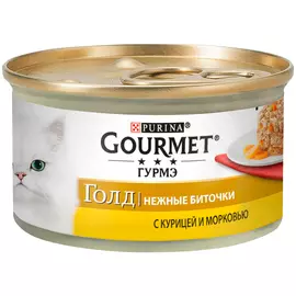 Gourmet Gold нежные биточки для взрослых кошек с курицей и морковью (85 гр х 12 шт)