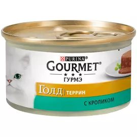 Gourmet Gold террин для взрослых кошек с кроликом по-французски в паштете банка (85 гр х 24 шт)