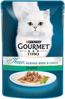 Gourmet Perle для взрослых кошек нежное филе с кроликом в соусе (85 гр х 24 шт)