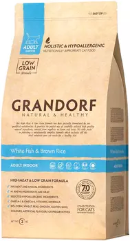 Grandorf Cat Adult Indoor White Fish &amp; Rice низкозерновой для взрослых кошек живущих дома с белой рыбой и рисом (2 + 2 кг)