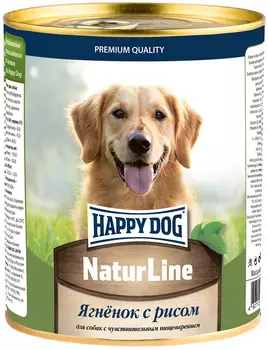 Happy Dog Natur Line для взрослых собак с ягненком и рисом (970 гр х 12 шт)