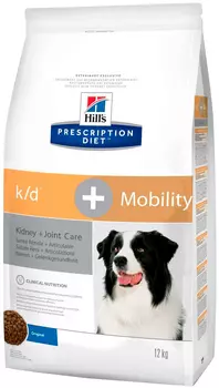 Hill's Prescription Diet K/d + Mobility для взрослых собак поддержание функции почек и метаболизма в суставах (12 кг)
