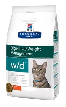Hill's Prescription Diet W/d для взрослых кошек при сахарном диабете, запорах, колитах (5 кг)