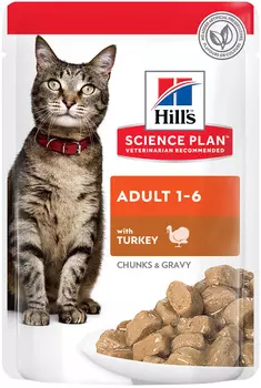 Hill’s Science Plan Adult Turkey для взрослых кошек с индейкой в соусе (85 гр х 12 шт)