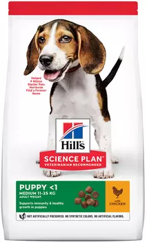 Hill’s Science Plan Puppy Medium Chicken для щенков средних пород с курицей (0,8 кг)