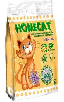 Homecat эколайн лаванда наполнитель комкующийся для туалета кошек (12 + 12 л)
