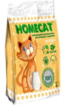 Homecat эколайн молоко наполнитель комкующийся для туалета кошек (12 л)