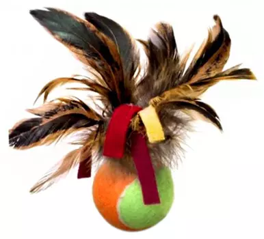 Игрушка для кошек GiGwi Мячик с перьями 6 см (1 шт)