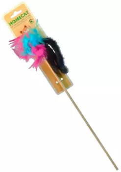 Игрушка для кошек Homecat дразнилка Пальма из норки с перьями (1 шт)