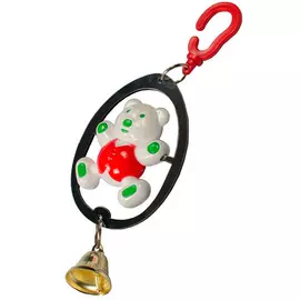 Игрушка для попугаев Дарэлл Мишка в овале на зеркале с колокольчиком 23 см (1 шт)