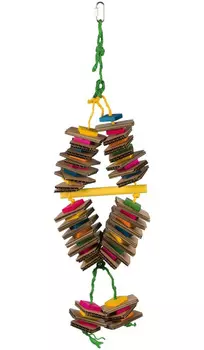 Игрушка для птиц Trixie на верёвке деревянная разноцветная 18 × 35 см (1 шт)