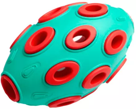Игрушка для собак Homepet Silver Series мяч регби каучук бирюзово-красный 7,6 х 12 см (1 шт)