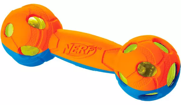 Игрушка для собак Nerf Гантель светящаяся двухцветная 17,5 см (1 шт)