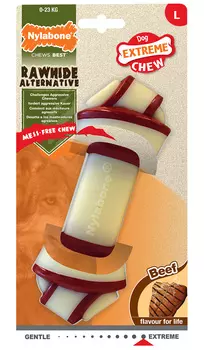 Игрушка для собак Nylabone Rawhide Knot Bone Beef узел экстра-жесткий с ароматом говядины L (1 шт)