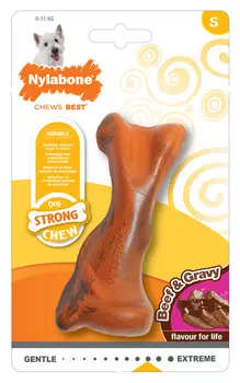 Игрушка для собак Nylabone Strong Chew Bone Beef &amp; Gravy косточка жесткая с ароматом говядины с соусом S (1 шт)
