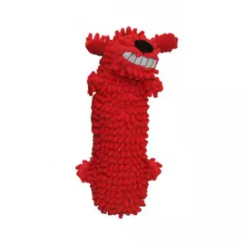 Игрушка для собак Собака мохнатая с бутылкой с пищалкой и хрустом красная 28 см Multipet (1 шт)