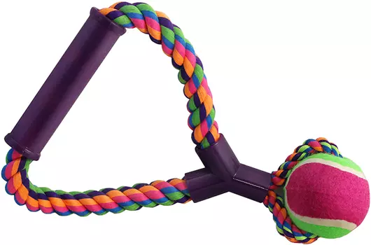 Игрушка для собак Triol Веревка с ручкой и мячом 6,5 см 25 см (1 шт)