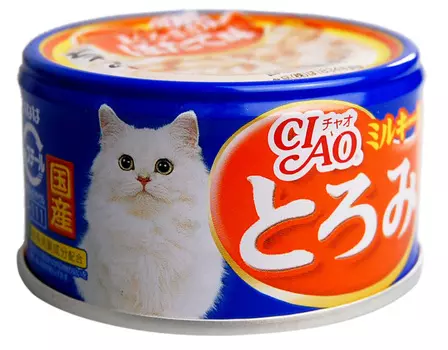 Inaba Ciao для взрослых кошек с мраморной вырезкой тунца, гребешком и парной курицей в сливочном соусе (80 гр х 24 шт)