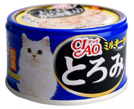 Inaba Ciao для взрослых кошек с мраморной вырезкой тунца, крабом и парной курицей в сливочном соусе (80 гр х 24 шт)